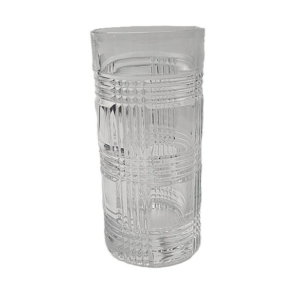 Ralph Lauren Plaid Crystal Highball Glass  Glen Plaid Pattern  NWOT